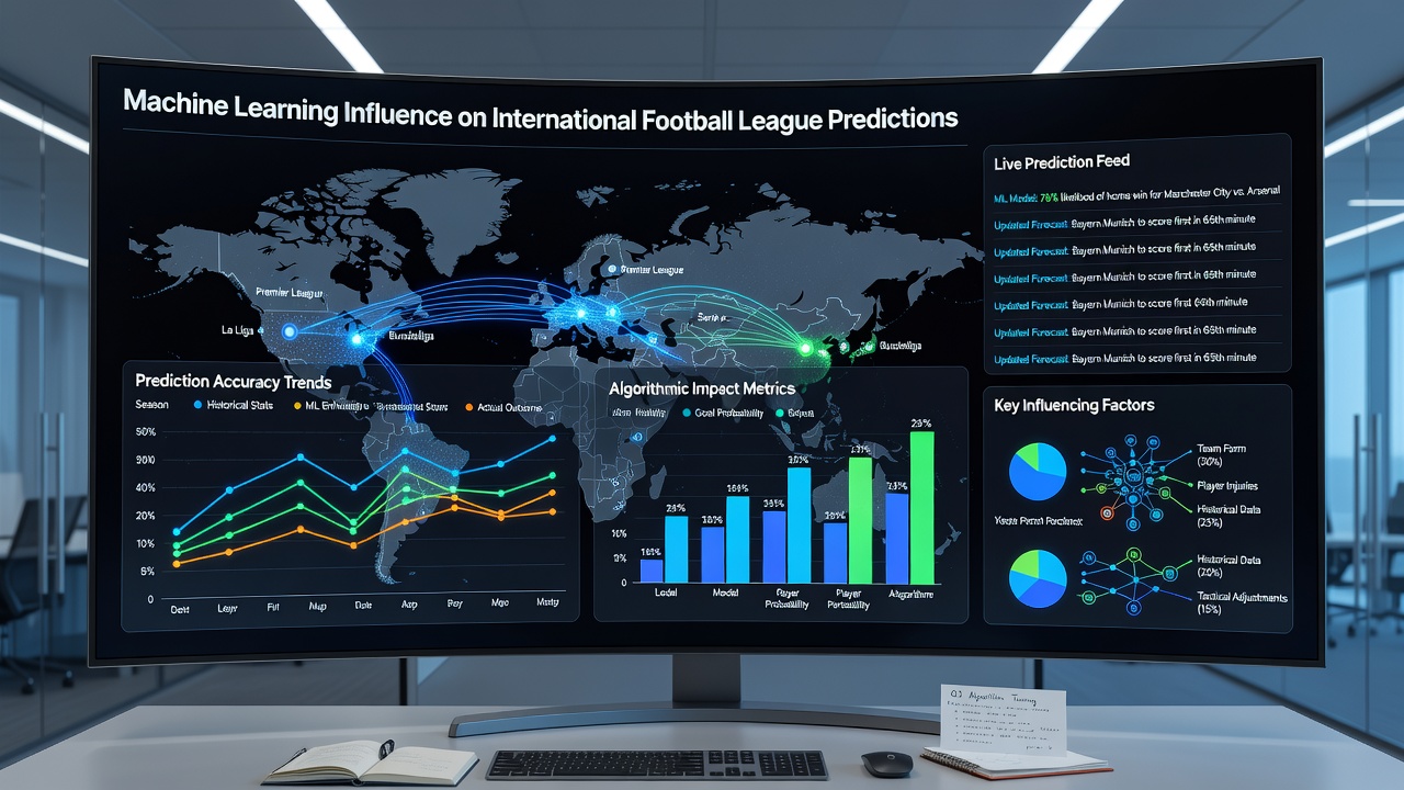 Neural network visualization displaying prediction outputs for upcoming matches in major football leagues